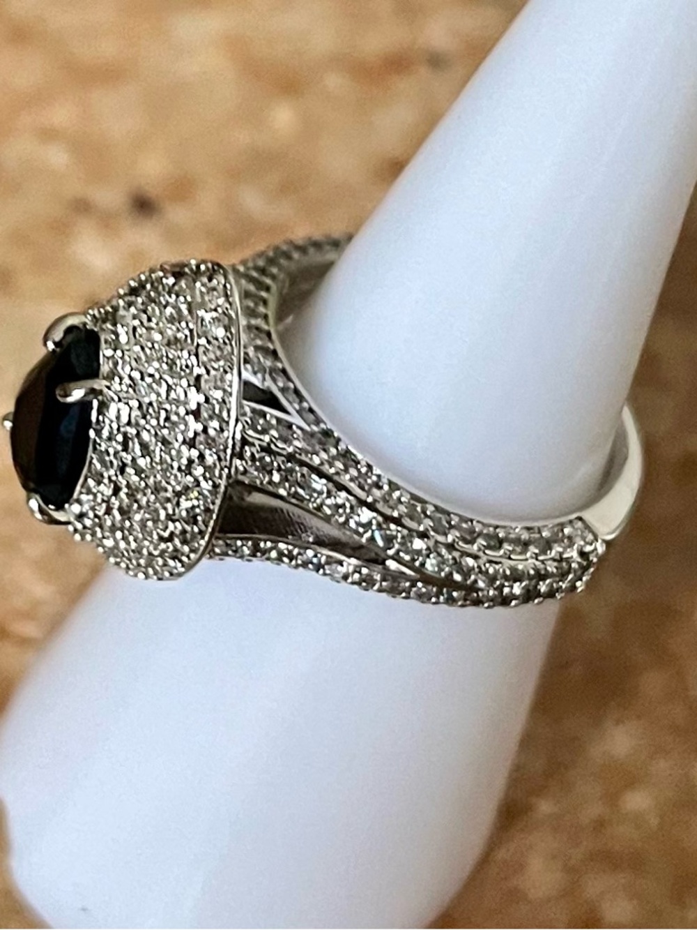 BP RETRO The Cruise Ship Ring Black Onyx on Rhodium Ring HTF - Picture 2 of 7